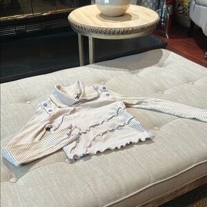 Sagi Dolls Creme Purple Striped LS Structured Blouse Size Small